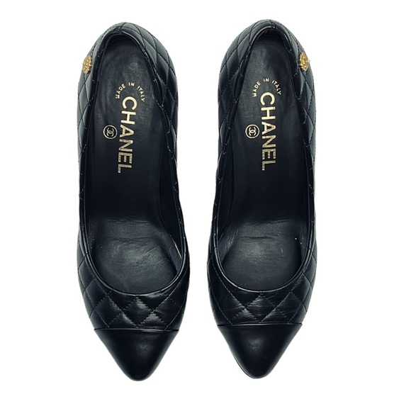CHANEL Quilted Camellia Cap Toe Pumps (EU 38) - Picture 10 of 15